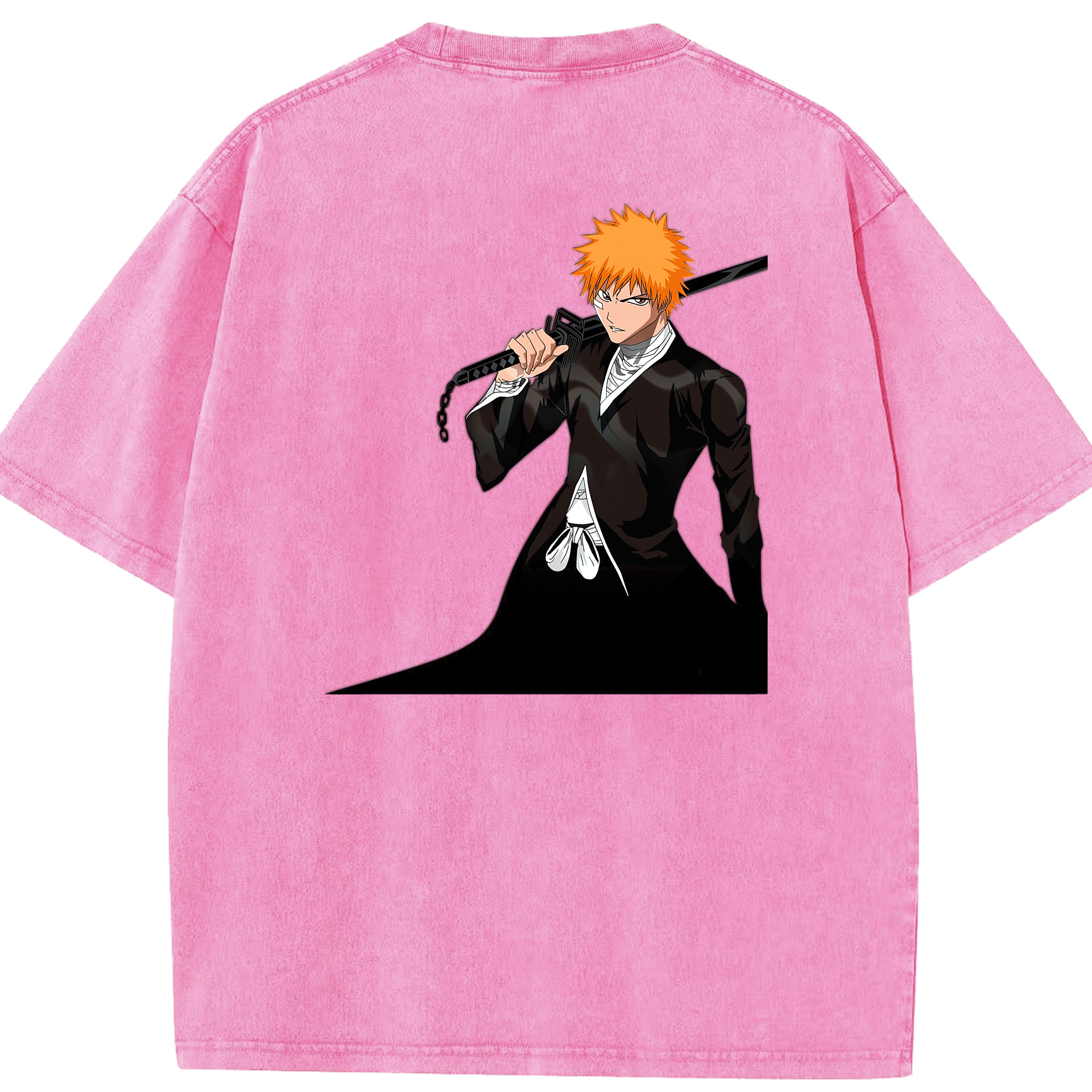 （画像用） ブリーチ 黒崎一護（くろさき いちご）BLEACH Kurosaki Ichigo 綿100% ヴィンテージ風 半袖Tシャツ（背面プリント）